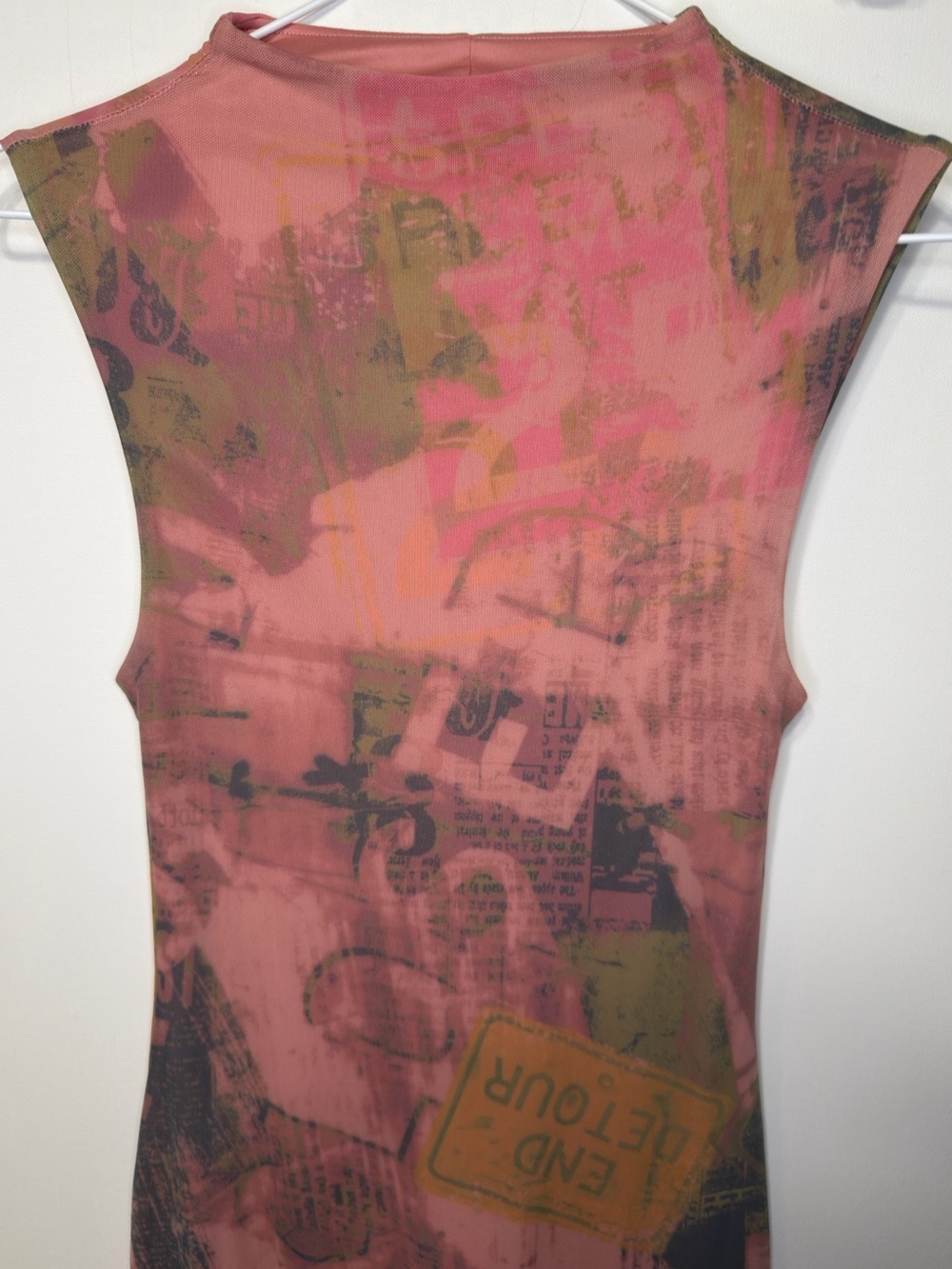 silence + noise Urban Outfitters Pink Mesh Dress Graphic Design Size Small - Picture 3 of 7